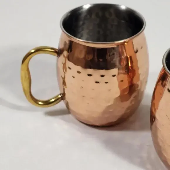 Godinger Hammered Copper Moscow Mule Mugs Cups Set of 2 - Picture 2 of 10